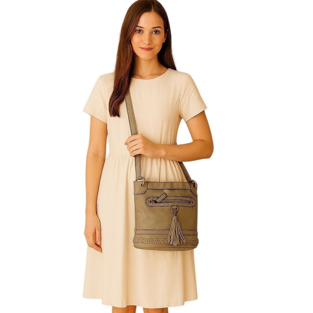Crossbody Bag Vegan Leather Shoulder Handbag Purse Satchel Gray WOMEN'S WOMAN'S